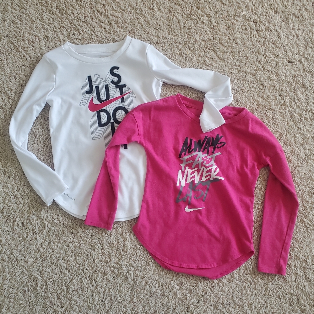 Lot of 2. Size toddler 4t Girl Nike long sleeve tee